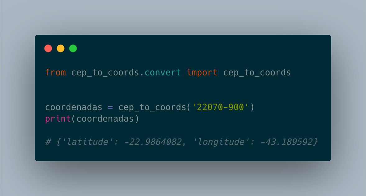 cep-to-coords: Pacote Python para converter CEP em coordenadas geográficas (latitude e longitude)